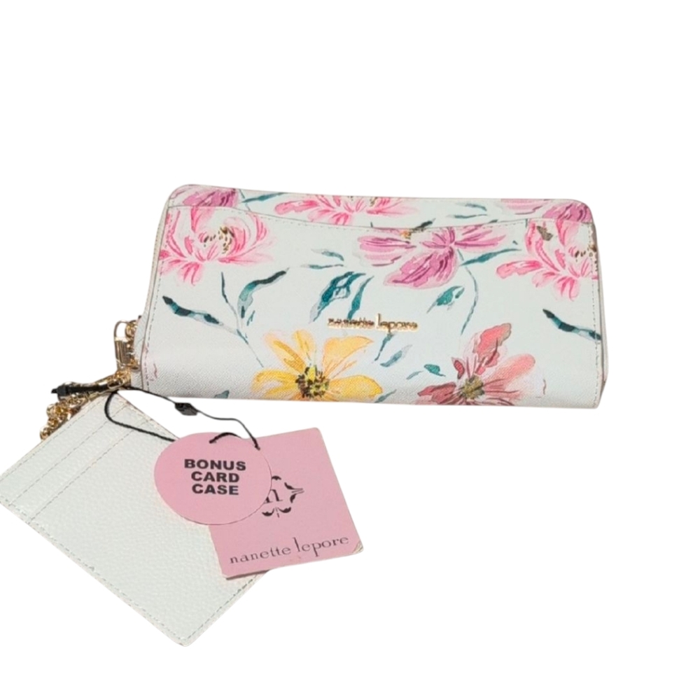 Nanette Lepore Camellia Wallet Organizer Peony Blooms with Bonus Card Case